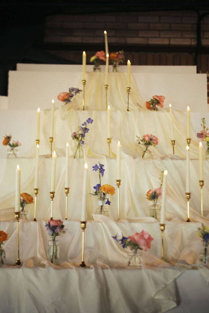 Romantic candle tower at Nashville wedding Venue.